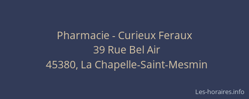 Pharmacie - Curieux Feraux