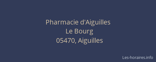 Pharmacie d'Aiguilles