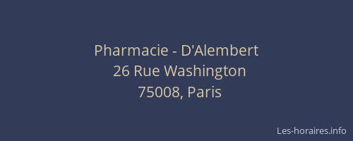 Pharmacie - D'Alembert