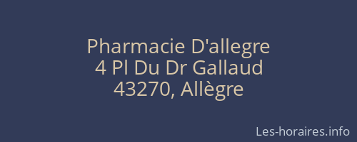 Pharmacie D'allegre