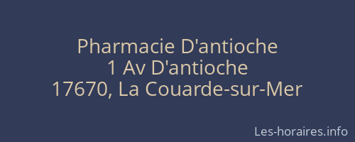 Pharmacie D'antioche