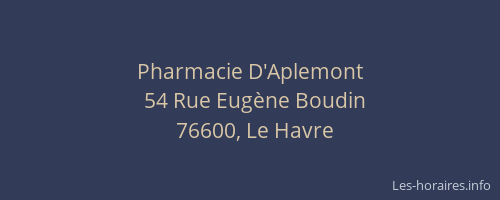 Pharmacie D'Aplemont