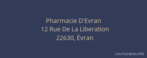 Pharmacie D'Evran