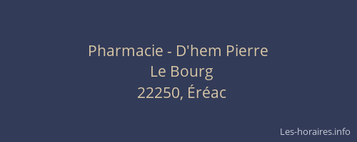 Pharmacie - D'hem Pierre