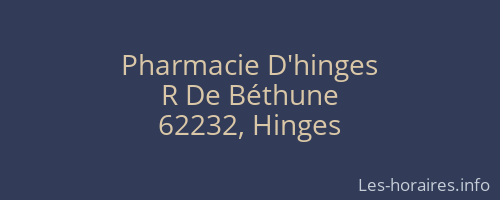 Pharmacie D'hinges