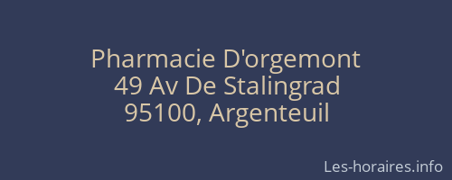 Pharmacie D'orgemont