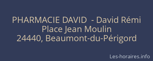 PHARMACIE DAVID  - David Rémi