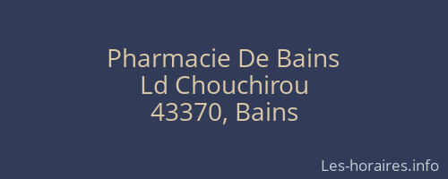 Pharmacie De Bains