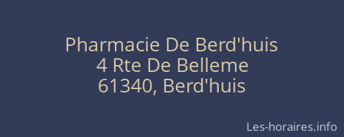 Pharmacie De Berd'huis