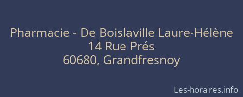 Pharmacie - De Boislaville Laure-Hélène
