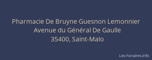 Pharmacie De Bruyne Guesnon Lemonnier