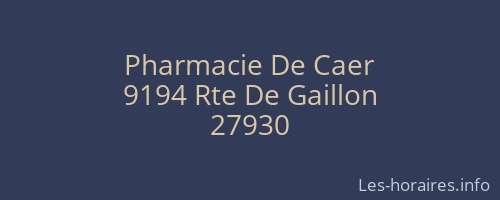 Pharmacie De Caer