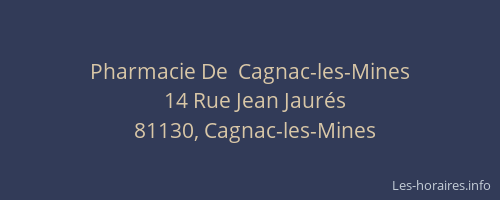 Pharmacie De  Cagnac-les-Mines