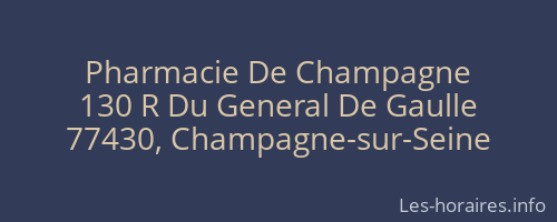 Pharmacie De Champagne