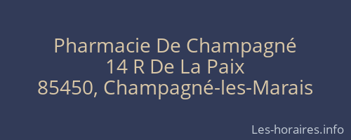 Pharmacie De Champagné