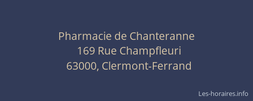 Pharmacie de Chanteranne