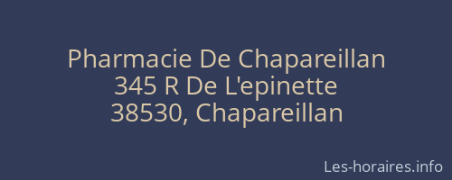 Pharmacie De Chapareillan