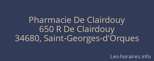 Pharmacie De Clairdouy
