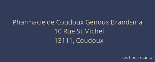 Pharmacie de Coudoux Genoux Brandsma