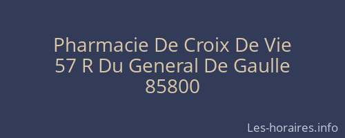 Pharmacie De Croix De Vie