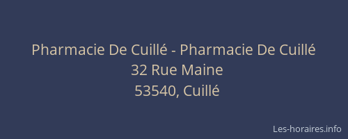 Pharmacie De Cuill&eacute; - Pharmacie De Cuill&eacute;