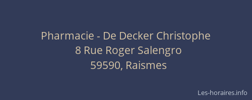 Pharmacie - De Decker Christophe