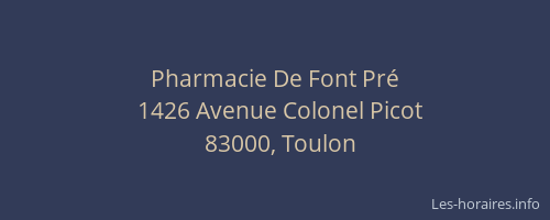 Pharmacie De Font Pré