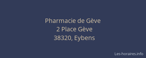 Pharmacie de Gève