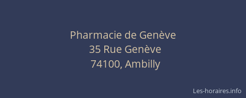 Pharmacie de Gen&egrave;ve