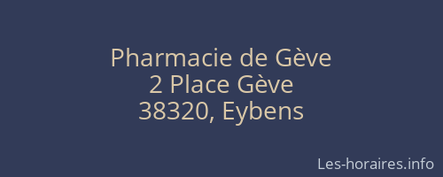 Pharmacie de Gève