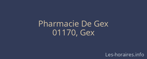 Pharmacie De Gex