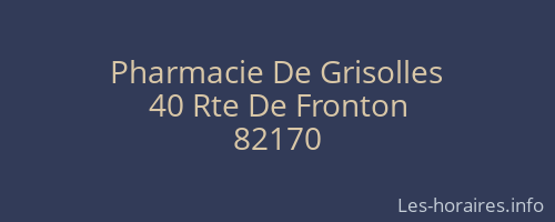 Pharmacie De Grisolles