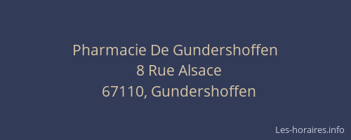 Pharmacie De Gundershoffen