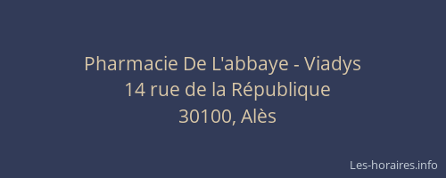 Pharmacie De L'abbaye - Viadys
