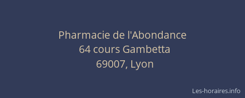 Pharmacie de l'Abondance