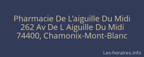 Pharmacie De L'aiguille Du Midi