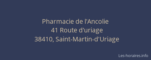 Pharmacie de l'Ancolie