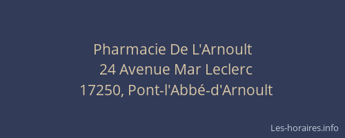 Pharmacie De L'Arnoult