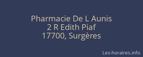 Pharmacie De L Aunis