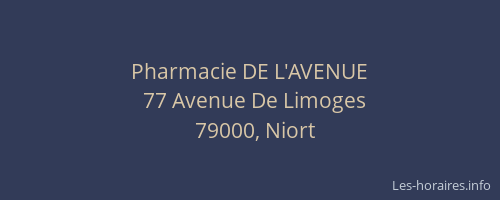 Pharmacie DE L'AVENUE
