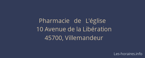 Pharmacie   de   L'&eacute;glise