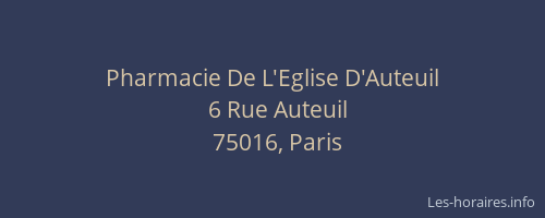 Pharmacie De L'Eglise D'Auteuil