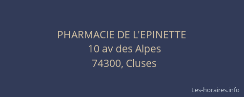 PHARMACIE DE L'EPINETTE