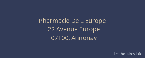 Pharmacie De L Europe