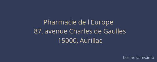 Pharmacie de l Europe