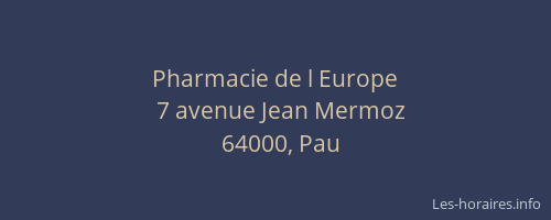 Pharmacie de l Europe