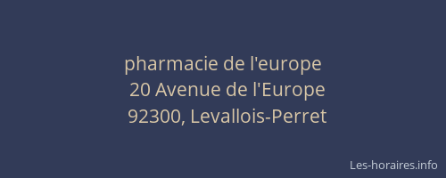pharmacie de l'europe