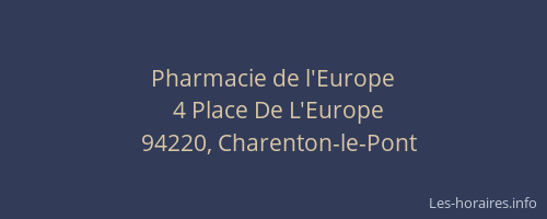 Pharmacie de l'Europe
