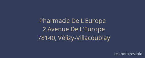 Pharmacie De L'Europe