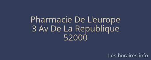 Pharmacie De L'europe